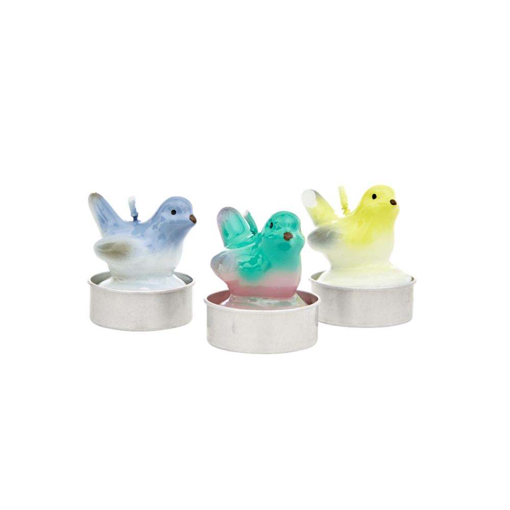 Set of 4 Bird Shaped Tea Candles By Rice DK